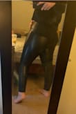 "Excuse the dirty mirror lol" If I sized up it would be too big in the waist. They fit great... but these pants aren't meant for girls with bigger booties. Sure it compliments the booty really well but the issue is how the waist is designed. It sits too low. It would look very good on a more petite girl. But as a girl from the thick community it's a no go. When I sit down the waist slips and sits too low where I'd be uncomfortable if I were to go out. - Faithe C.