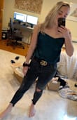 I got this in the green and love the color! Normally I would order a size small but was afraid the body would be too tight or short and was glad I did. Only thing I don't like is that the bodysuit bottom is like full underwear, I would prefer if it was thinner and not thick cotton. It also goes pretty high so high waisted bottoms are a must. - Danielle B.
