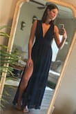 I love this dress. I bought it for a wedding over Thanksgiving weekend and I can't wait to show it off! I was a little worried about length because I'm so tall, but it actually grazes the tops of my feet! (Which I consider a win). The material is very comfortable, the perfect combination of elegant and sexy. - Kellyn S.