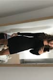 It's a simple dress to play up or down. Stretchy, but not see through! I think a size smaller would be too small, but I do wish it was a tad bit tighter, but like I said, at least I can go to dinner and there will still be space to stretch LOL - Alexia G.