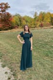 I loved this dress. It was so comfortable, wore it to a wedding and got so many compliments! was a little long had to wear 3.5 inch heels and the back still drug on the floor a little. - Kali Y.