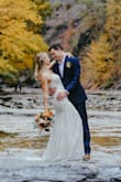 I absolutely loved this dress for my intimate marriage ceremony. Not only was it gorgeous on, but was very comfortable and easy to hike around in for a photoshoot! I have an hourglass figure with a small waist and wider hips, so sizing was a bit of a challenge. I originally ordered a size S, which was a bit too tight in the hips but fit perfectly in the waist. Ended up ordering an M which fit perfectly in the hips and got it altered to fit tighter in the waist. So if you are between sizes I would recommend going for the larger size and getting alterations. - Sarah S.