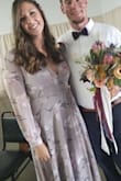 I couldn't tell you the amount of complements I received for this dress. The material is very durable and super flowy (so fun to dance in). It was the perfect personal attendant dress. It showed up amazing in the final pictures with the bridesmaids and bride. I will say I had to gain confidence to wear this due to the low cut front but it was well worth it. I felt like a dang model! - Haley B.
