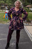 The waist part doesn't stretch. The chest buttons will stretch so keep that in mind, if you are big chested( just make sure to make a dark colored bra & you'll be fine in my opinion).  Light weight and airy, which I especially love with being hot all the time. Beautiful dress and looks exactly as pictured. Worth the buy - Michelle M.