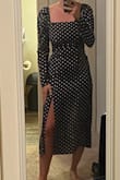 The dress fits so perfectly and being on the bustier/shorter side no concerns on tightness in the chest or length. It's a little tight on the arms, but nothing I'm too concerned about. And the material is NOT what I expected! But in a good way, not too structured, really soft, might show a little extra but comfort level is perfect. - Clark J.