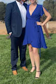 I wore this to a wedding and it was perfect! It can be dressed up or down, I paired it with short heels & a leather jacket. I'm typically in between a medium/large but went for the large for extra length. I will have it tailored for future events so it fits just right & probably purchase another color. You will definitely need to tape yourself in the chest or wear sticky cups. - Lexi W.