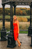 I LOVE this dress! Wore it to a wedding in Minneapolis and received so many compliments. The dress fit true to size, hugged in all the right places, and created the perfect hour glass figure. I felt beautiful in this dress and I hope it does the same for you. - Jessica L.