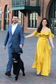 Beautiful dress fits true to size. Wore it for my engagement pictures and got a lot of compliments. Only issue is on the top of the dress by the boob area. There is a little button that kept popping open especially when I wore a bra. I was able to pin it down with no other issues. Great dress and would buy again. - Giselle T.