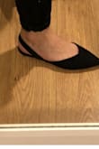 I was looking for black slingback flats and found these. I wish them to be from leather. I ordered size 7.5 as I am between 7.5-8, and they fit perfect. - Lea B.