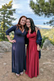 I loved everything about this dress. I did have to have it taken up about 1/2 inch because it was a little long even with heels on. I feel that if I would have ordered a small, it might have fit nicely for length. The versatile top allowed for many different ways to wear the dress. I chose to wear it to a wedding in Colorado, with straps crossing in the back and wrapping around my waist. The material is thick and soft. I stayed warm in the dress up on the mountain. Wish I had more/better photos of it. - Martha W.