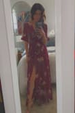 If you're on the fence about this dress, just buy it! You will not be disappointed! I bought this to wear to a fall wedding, and it was perfect. It fit great; it was elegant but the high slit gives it a little edge. Definitely one of my favorite dresses! - Erica G.