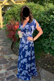Wore this dress to a fall wedding, and I got so many compliments. The print is beautiful, and it is so flattering. I had to hem a couple inches off the bottom, but I'm short and pretty used to that. I also safety pinned the cleavage area (optional), just so I didn't have to worry while dancing at all. - Brittany P.