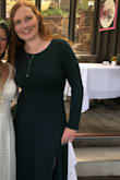 This dress was perfect for my brother's October mountain wedding. It fit perfectly and I may have even been ok in a medium. It was classy and the leg slit made it fun. I had so many compliments. The emerald color was vibrant and beautiful. I knew that even if this dress didn't work for the wedding, I would definitely find a time to wear it. I look forward to being able to wear it again! - Natalie O.