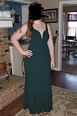 Loved the fit of this, it was stretchy and comfortable yet elegant and simple. Perfect length for 2 in. heels and the back was just high enough to be able to wear my spanx with no show. I will say, in the 2nd pic i did not have my spanx on yet - Taylynn L.