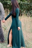 I wore this dress for my engagement shoot and I could not have been happier I did. Such a stunning color, especially for the fall. Fits beautifully and is good quality for the price and it can be dressed up or down. - Rachel M.