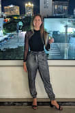 Loved these pants! Wore them for New Years and received SO many compliments. Typically between a small and medium and for these I stuck with the small. - Marissa H.