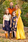 I decided to order this for fall family photos and am so glad I did! It worked out so great pulling the colors out of my daughter's dress and playing off the changing leaves. The fit is so flowy and comfortable, I am only 5'3, so it was a little long on me, but that was expected, and high heels helped with that. Buy this dress, you will not be disappointed! - Natalie M.