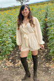 This was the perfect winery theme bachelorette bride's dress. I love a good romper and this definitely hit the mark on what I was looking for. I'm bigger on the bottom compared to my top half so a quick fix with a safety pin to not show all my goodies (like I normally have to do for dresses) worked! - Megan T.