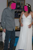 This dress is beautiful and fits really well. It was around 40 degrees outside so we had a very quick ceremony and rushed inside. I even had on long johns under my dress! I would highly recommend this dress to anyone! - Jennifer B.