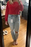 I'm obsessed with these jeans! They're a bit longer on me than the model, but I still love the fit and color of them. - Samantha C.