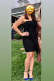 I needed a dress for an upcoming wedding and I loved how this dress looked, fit, and felt! I ordered both a medium and a large, and quite honestly I could have gotten away with the medium but I went the safer route and with the intent to wear again, I'd rather have a little wiggle room with the holidays coming up. The one complaint is that the top decorative flap continued to fall down - to keep it up as pictured, you would have to tape it. Just wish I would have realized that before the wedding, since it is down in every picture. But, that aside, super flattering, tons of compliments, and very comfortable to dance the night away. - Kristin R.
