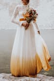 This dress was perfect for our fall elopement backpacking trip! Very flowy in the wind, comfortable enough to hike in and so beautiful for the price! I dip dyed it with Rit Dye Synthetic and it held the color really well. My only tiny complaint is the zipper is hard to manage on your own. - Alyssa C.