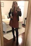 This is the PERFECT feminine, fall dress! I paired it with black tights, booties, and a leather jacket. I did find that the v-neck was a little deep but just secured it with a safety pin. Love this dress! - Alexa S.