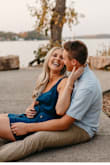 This dress was perfect for our engagement photos! I'm usually a size Small but there wasn't any available in that size so I did size up to a medium. It was not as tight as I'd prefer my short dresses to be but the tie around the waist helped with that. It fit well around the chest and I was able to move around and not have my strapless bra seen at all. - Samantha Z.