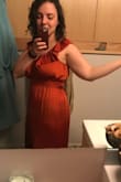 I loved this color and fabric style and wanted to love the dress. I have a small waist and large hips, so it's sometimes hard to find the right fit, but the waist was tight enough to be flattering and the fabric flowed beautifully over my hips. The dress was obviously too long for my 5'4" body, but that is to be expected. It was just too frilly for me. If Lulu's offered this dress minus the big frilly collar, I would have been ALL about it. - Olivia C.