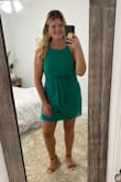 I LOVE this dress. It's interesting because it's the exact color as the picture but when you take pictures in it it seems so much more vibrant. The cut is so flattering from the neckline to the petal skirt. I'm 5'10 and while it was short it wasn't TOO short. I paired it with some cute gold earrings from Lulus and wedges from Target and got tons of compliments at the bridal shower I wore it to. Highly recommend this dress for all occasions and will buy more colors when available. - Tiffany M.