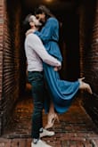I wore this dress for My engagement photos and it was exactly the look I was going for! I received so many compliments! Only issue is that It is a little large in the mid section because of the elastic which wasn't a big deal. And because of the material, you could see my arm pit sweat. Fortunately the photographer could edit! - Kate H.