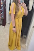I bought this dress hoping to be able to wear this to my sister's intimate beach wedding. Bought a size larger than normal based on my bust. Just had a baby 2 months ago and didn't want a dress that showed my still there baby bump, and one that I would be able to nurse in. This dress does both! I definitely recommend this for nursing moms as well as someone just looking for a nice dress. I am pretty tall and it still pools around my feet. Probably about 3in to long - Shannon C.