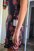 The dress is beautiful. However, it fit me a little loose for being a fitted dressed and an XS. Also, there was a small bulge in the front around my stomach when I tried it on. This could have been due to the fact the dress was a little loose. - Yarilee M.