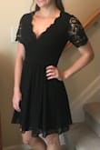 Perfect dress to wear for a Halloween wedding! I got a lot of compliments on this dress. This dress was a little snug but still fit pretty well. I have a small chest so I did end up having to use fashion tape to tape the v-neck portion down some for a more modest look (totally a personal preference). - Allison W.