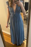 A bit more formal than I realized initially. Very pretty. Fitted at the top and looser at the bottom. Surprisingly good amount of support up top - could go braless or wear a sticky bra. Not quite as long as I would have hoped (usually Lulus dresses leave plenty of room to wear heels). Might be able to wear a kitten heel with this dress. Ended up keeping the maroon instead of the blue - the blue made me think of Cinderella. - Nicole D.