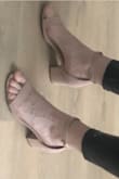 Love these shoes. They're a little loose at the back but with the ankle strap they are fine. More nude than blush as shown in the pictures. - Alissa-Rose P.