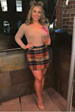 I ordered this skirt to wear for a night out with my friends and I loved it! Perfect fall colors, not too short either. I wore a beige bodysuit and block heels with it (it was warm out for November). It could also been worn with tights and tall boots for a more casual look. I highly recommend! - Lauren W.