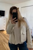 I adore everything about this jacket. It looks expensive and makes me feel luxurious. The color goes with everything. Definitely a head turner. The fit is true to size. - Holly A.