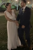 I am 20 weeks pregnant and just got married - was very stressed about finding a dress that would be pretty and comfortable. This was perfect! It looked so elegant and beautiful. I with where the waist hit I felt like I could breathe. I'm just starting to show so the flows cut hid the belly well. In a size down I think it would look amazing if there wasn't a baby bump! - Laura M.