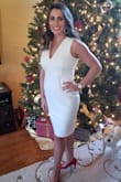 This dress is beautiful! I wore it for a Miss Oklahoma USA event in December 2017. At the time, I was a bit thinner than I am now. It is quite tight and does not fit as well anymore, but I am hoping to slim down and wear it for a bridal shower. It would also be great with a blazer for work, but I would size up. - Shelbi L.