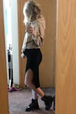 I love the skirt it was what I was looking for. I choose to pair it with chunky boots and a hoodie. For more of a shopping-dress down look. I included a picture with the top and skirt together. I don't really care for the top.  I'll keep it for the skirt. - Lisa R.