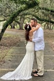 This dress was perfect for my small beach wedding. I am petite, just under 5ft and about 108lbs. It was perfect because I wasn't walking down an isle but if I was it would have been way too long. I love the lace and detail. - Bridget H.