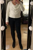 This is such a comfy and cute sweater! It can be worn off the shoulder or with a lower cut. Very comfortable and flattering, can't wait to wear it!! :) - Patricia C.