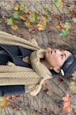 Absolutely love this scarf! It's so soft and warm. I'm not sure to wearing a scarf so large so I do notice that my neck feels a bit of pressure after wearing it for so long, but I just need to adjust it. I love wearing it out! - Mai K.