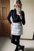 I wore this for church for my nephew's dedication, and I received many compliments on it! It is chic! It is cute! It is comfortable! I really love it! It is a little loose by my waist so I did not wear as high as the model does, but it still works having it lower. So happy with the skirt! Good quality! - Miranda L.