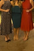 This dress is great! It fits TTS. I'm pretty short, so I did have to get it hemmed since it was awkwardly long, but the midi-length is so flattering. Totally recommend for a wedding guest dress! - Michelle B.
