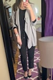 I have thrown this oversized jacket over so many outfits and it has completed them all. I bought an XS based on the reviews, I'm usually a Small but went with XS on this and it still gives the perfect loose feel to the outfit. I've thrown this over an all-black outfit, a lace white dress, a club outfit, etc. A great item to have in your closet! - Rebecca S.