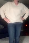 I'm wearing this sweater as I'm writing this review. It's light enough to wear even if it's not too cold outside, but you'll probably want a tank underneath. It definitely isn't an "off the shoulder" look. It's a little see through (not bad) and a little itchy, but fits well and truly is cute. - Lisa B.