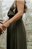 I ordered this for my engagement photos and I am thrilled how well it worked. The fabric is a nice quality, fits comfortably and the olive is a rich color. The medium was little large for me, but at the time the small was not stocked. The medium worked well though. I highly recommend this dress! - Allison B.