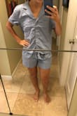 I normally dislike sets because I'm a small on top and medium on bottom but they fit nice! The shorts were a little loose in the waist so I had them altered but will keep them! Such a cute set to wear for the day of my wedding! Bought the white and blue set!! - Giovanna M.
